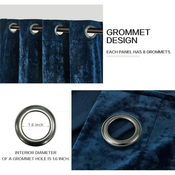 Elegant Blue Velvet Curtain set - Picture 3 of 8